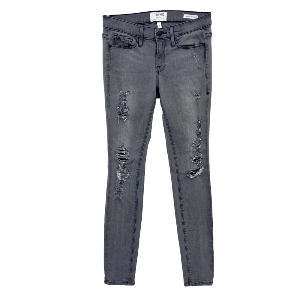 FRAME DENIM Le Skinny de Jeanne Low Rise Distressed Jeans